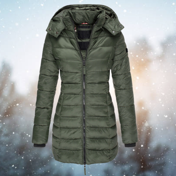 Women's Long Quilted Jacket in Green