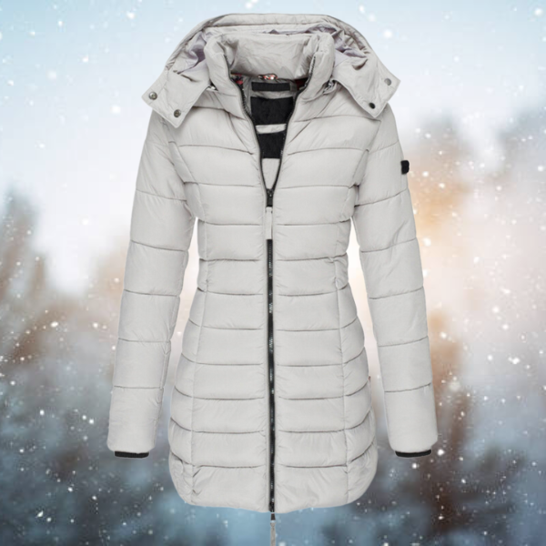 Women's Long Quilted Jacket in Grey