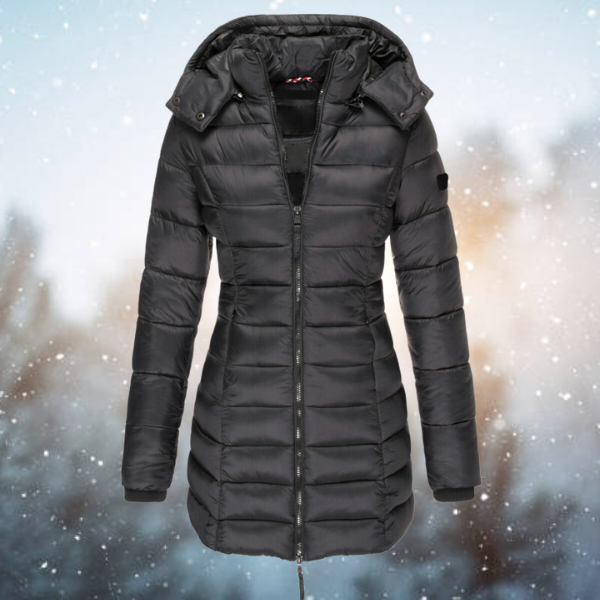 Women's Long Quilted Jacket in Black