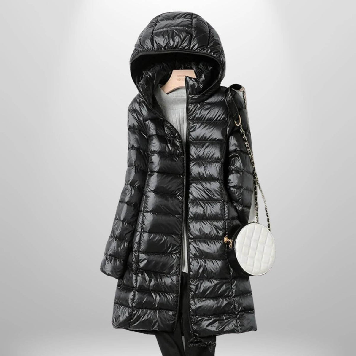 Women's Long Puffer Jacket in Black
