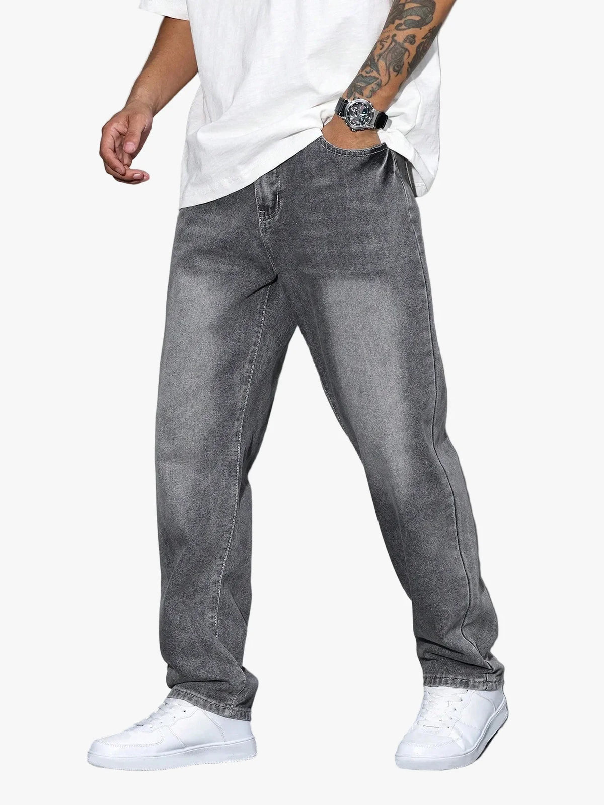 Men's Durable Denim Jeans | Classic Baggy Fit with Five Pockets 1