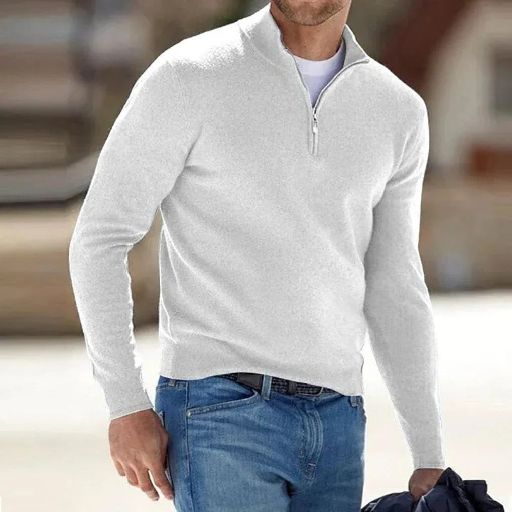 Men's Polyester Knit Quarter-Zip Sweater | Stylish Casual Pullover for Everyday Wear 3