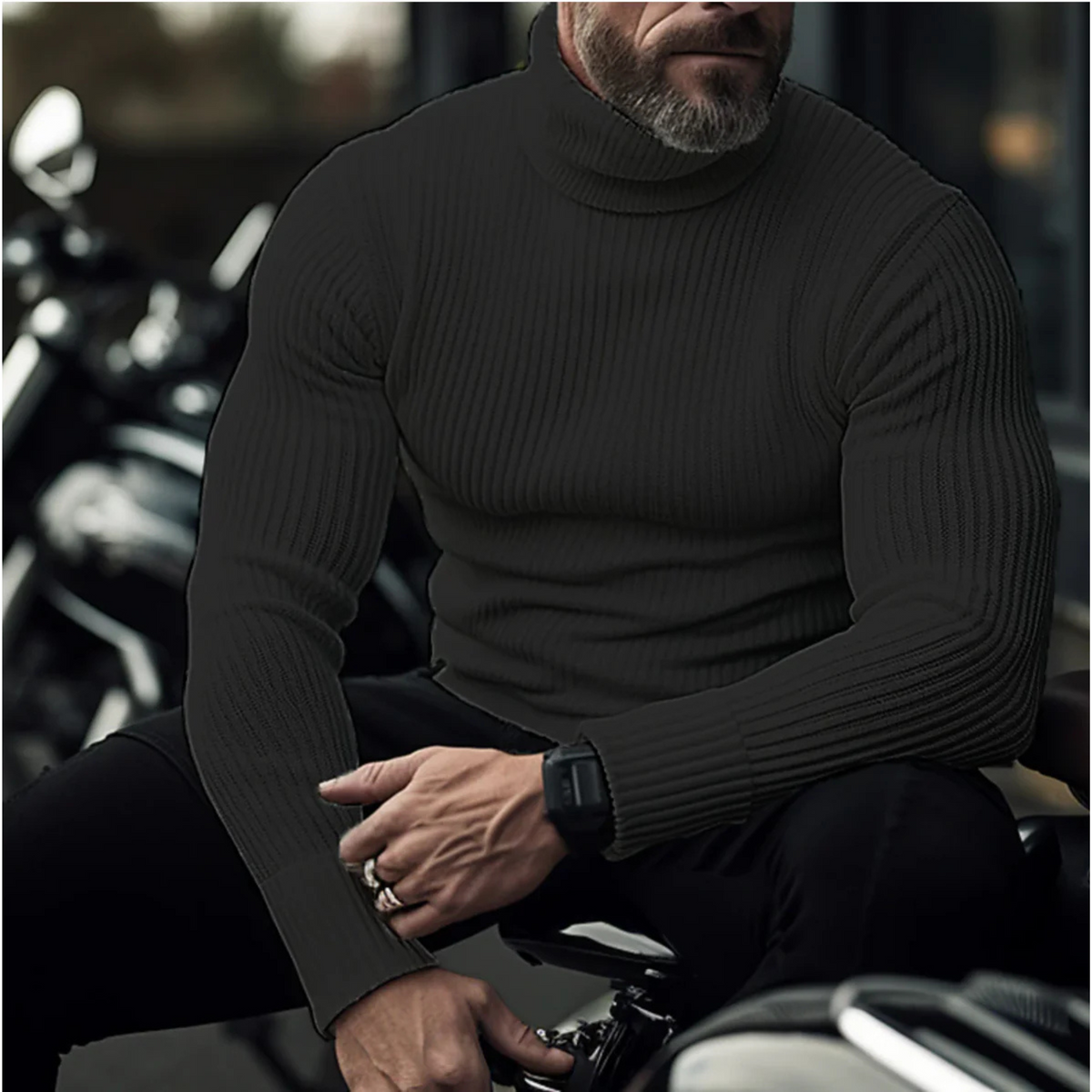 Men's Premium Knit Turtleneck Sweater | Stylish Ribbed Slim Fit Winter Top 7