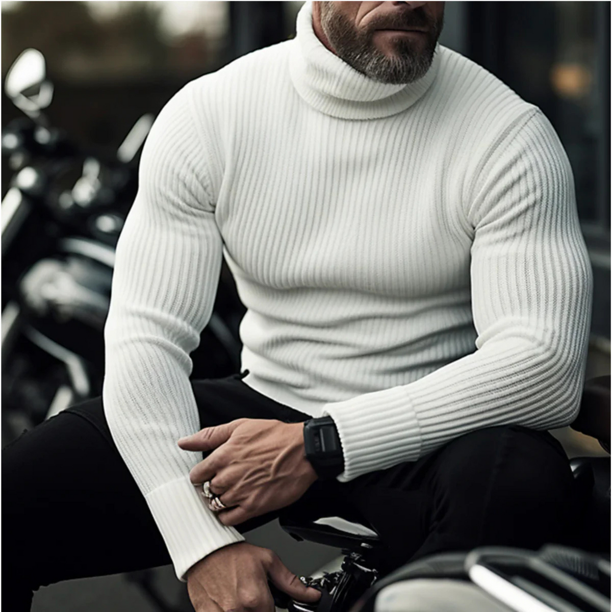 Men's Premium Knit Turtleneck Sweater | Stylish Ribbed Slim Fit Winter Top 8