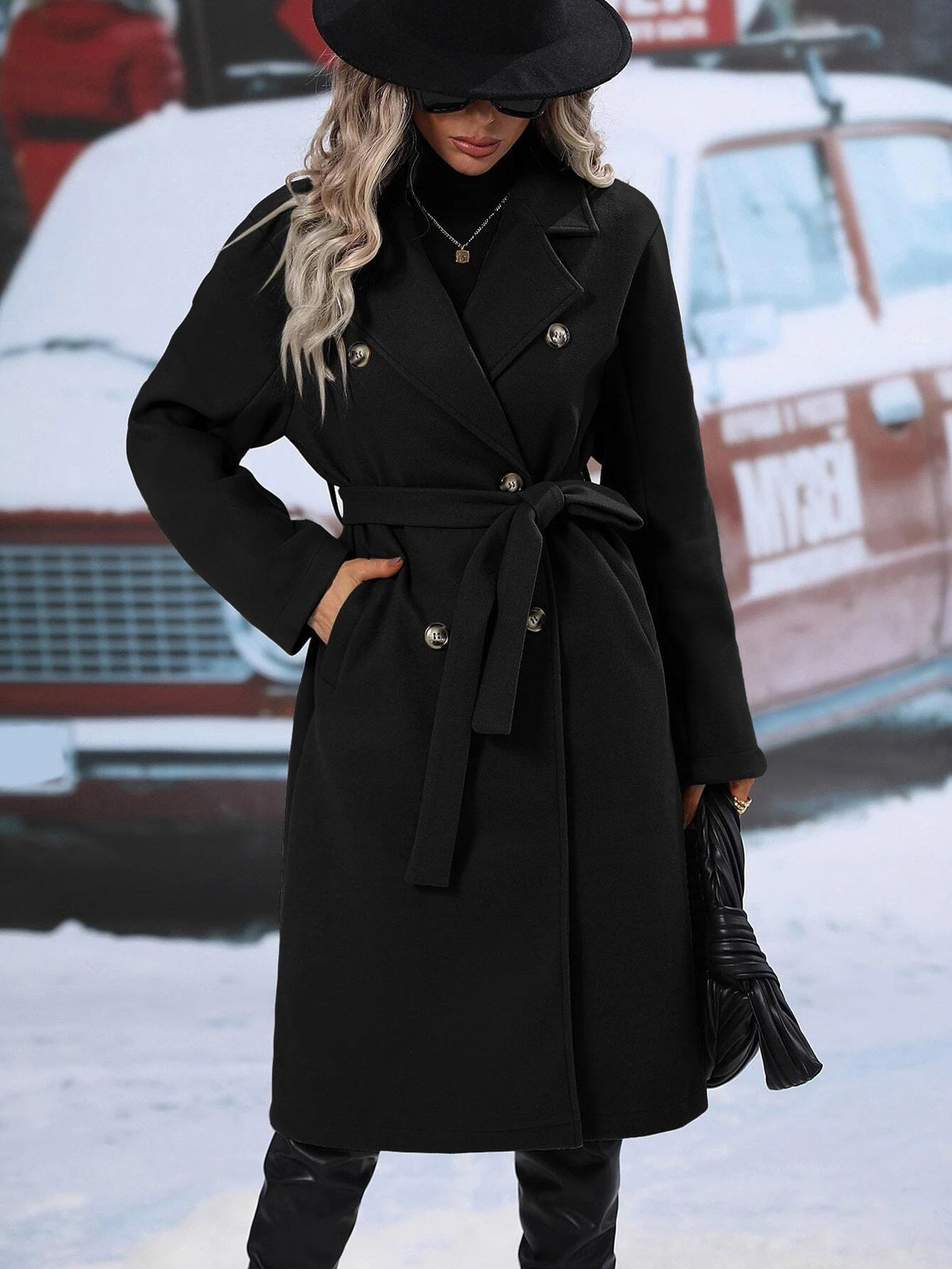 Women's Longline Double-Breasted Coat