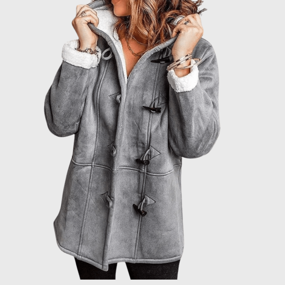 Women's Toggle Front Hooded Jacket in Grey