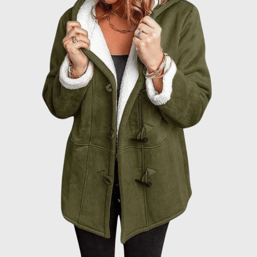Women's Toggle Front Hooded Jacket in Green