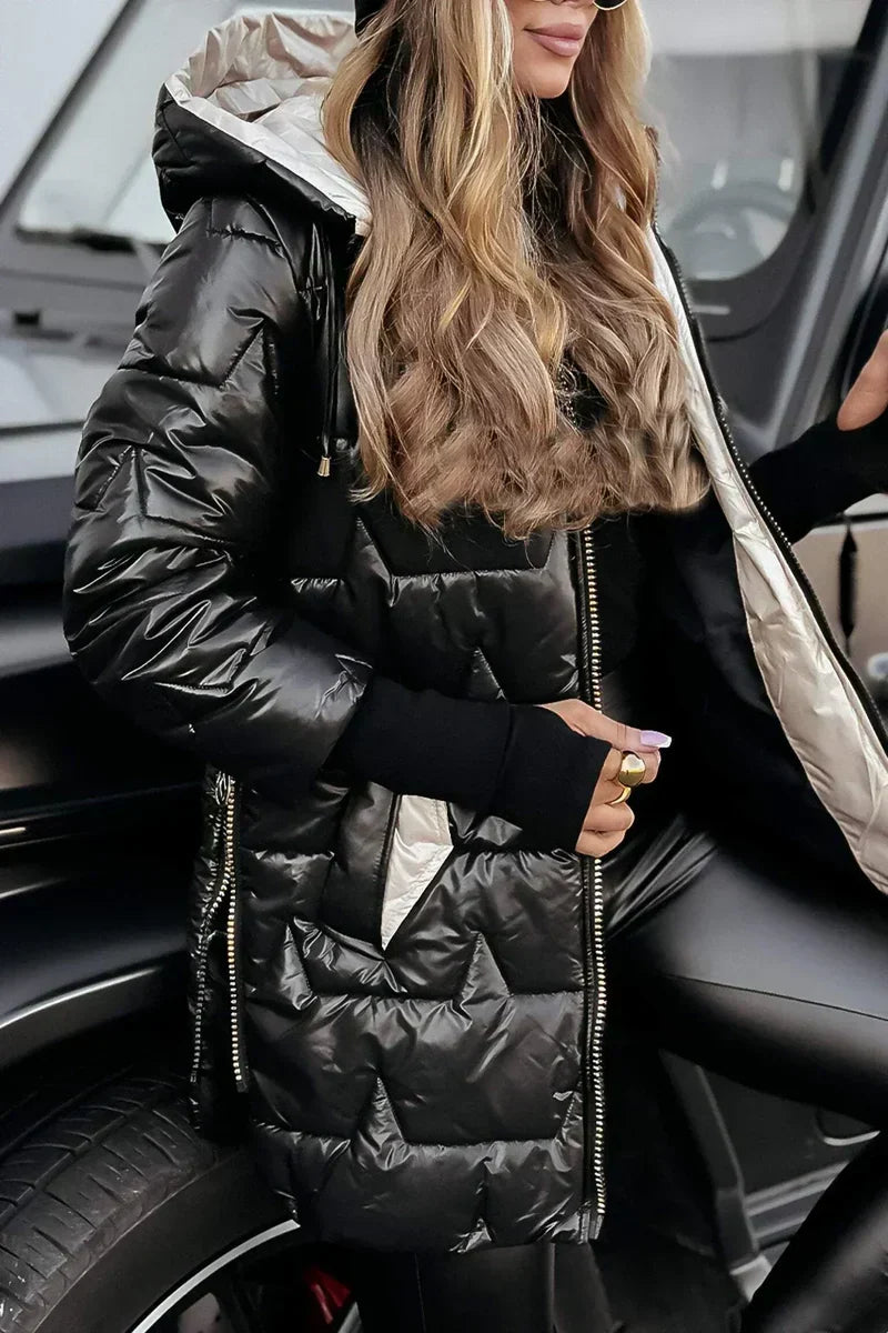 Women's Water-Resistant Puffer Coat in Black