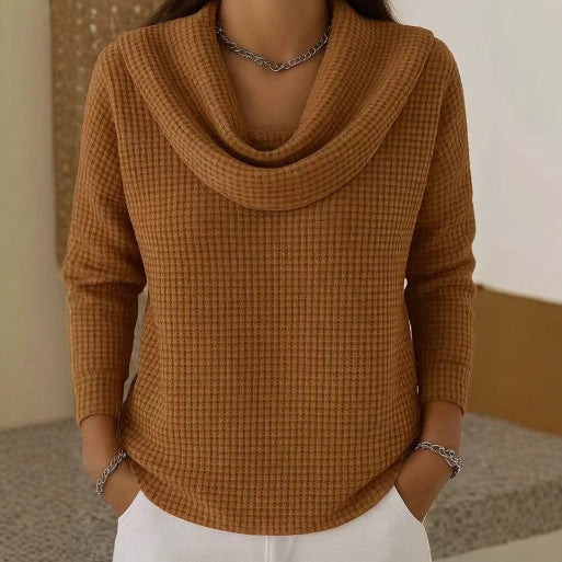 Women's Waffle Knit Jumper in Brown