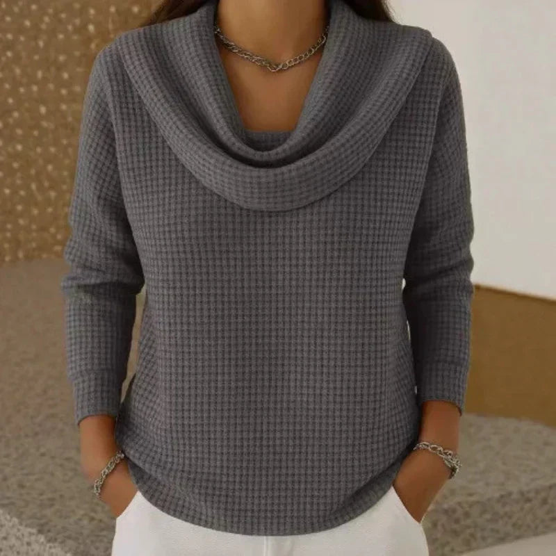 Women's Waffle Knit Jumper in Grey