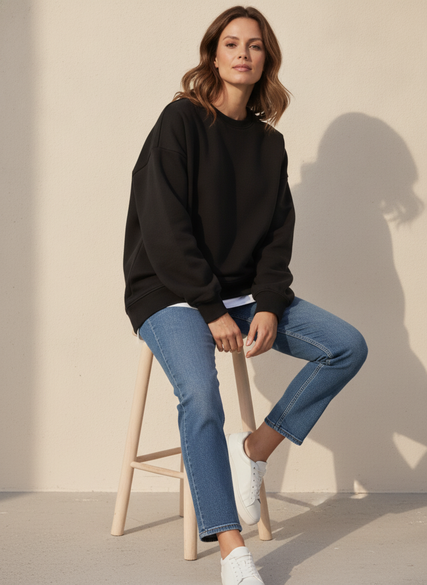 Women's Oversized Crew Neck Sweatshirt | Relaxed Drop Shoulder Pullover