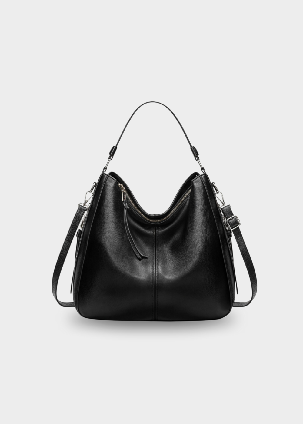 Women's Burnished Hobo Bag in Black