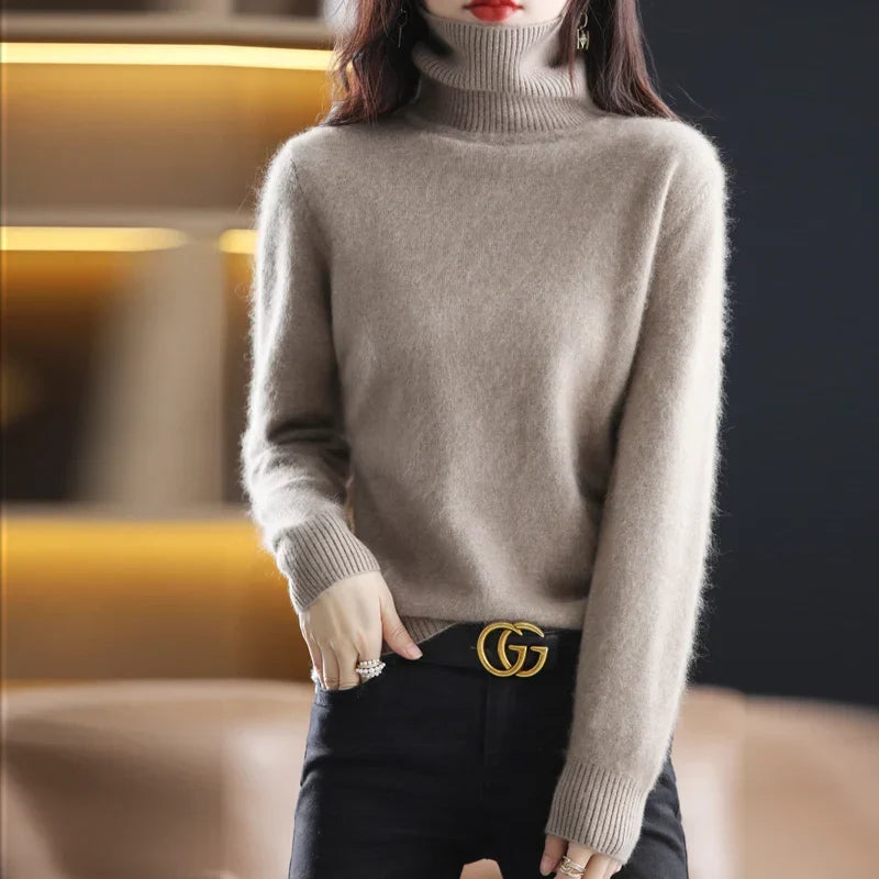 Women's Soft Knit Sweater | Chic High Neck Tailored Design | Cozy Lightweight Winter Apparel 5