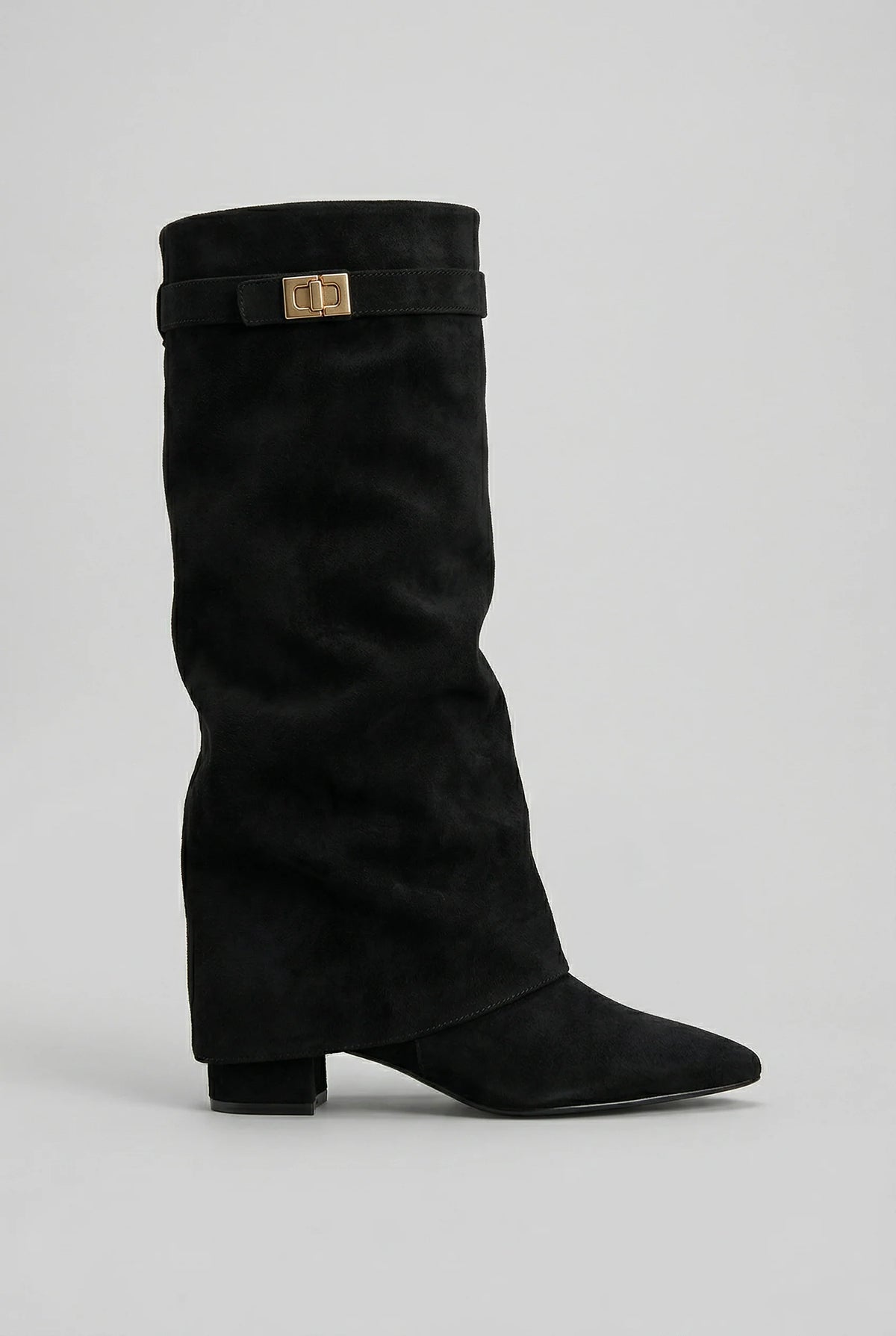 Women's Soft Suede Knee High Boots | Elegant Slouchy Block Heel Footwear 0