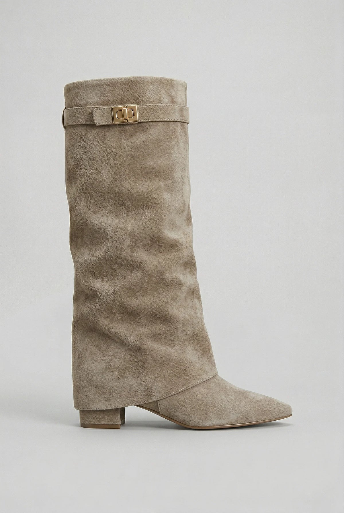 Women's Soft Suede Knee High Boots | Elegant Slouchy Block Heel Footwear 3