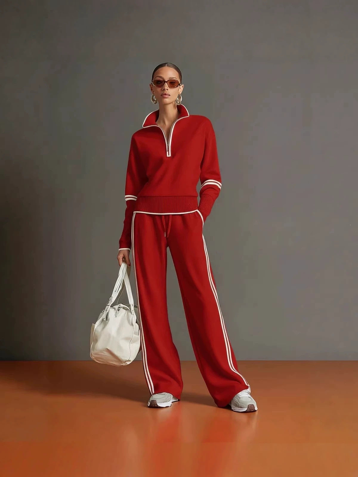Women's Knit Lounge Set in Red