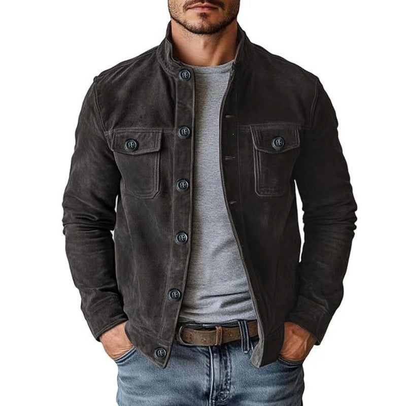 Men's Faux Suede Bomber Jacket