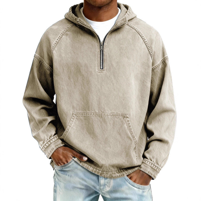 Men's Half Zip Hoodie in Apricot