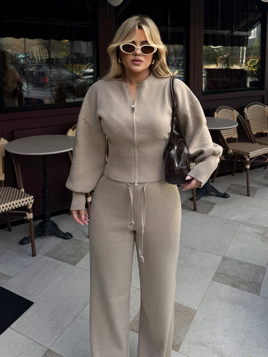 Women's Knitted Zip Set