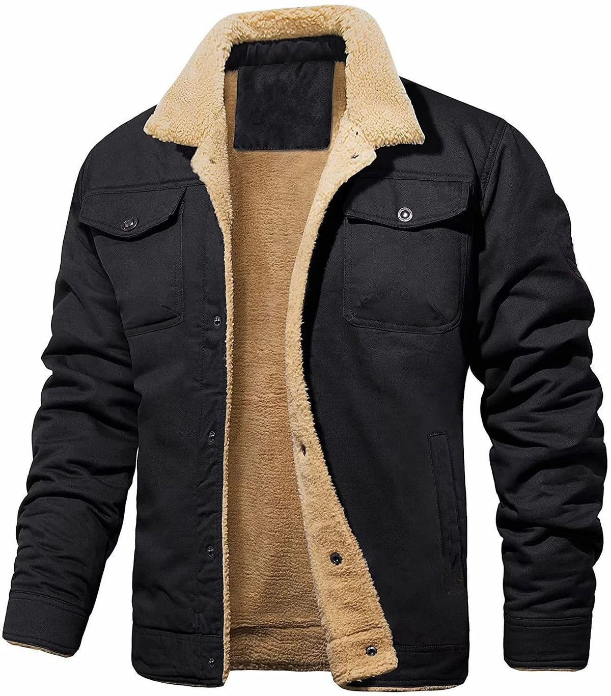 Men's Fleece Lined Shacket in Black