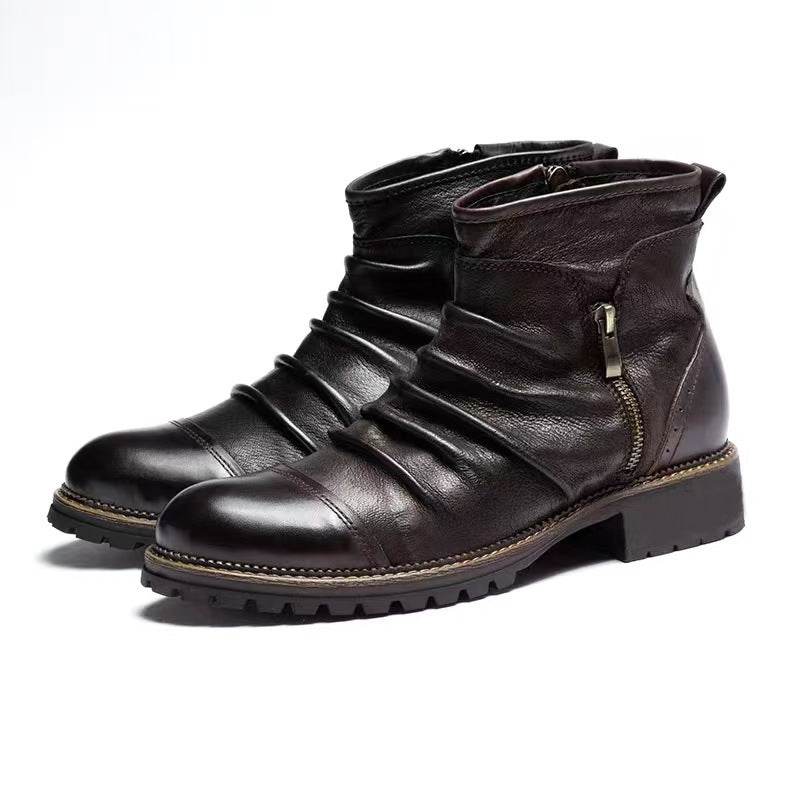 Men's Side Zip Ankle Boots in Black