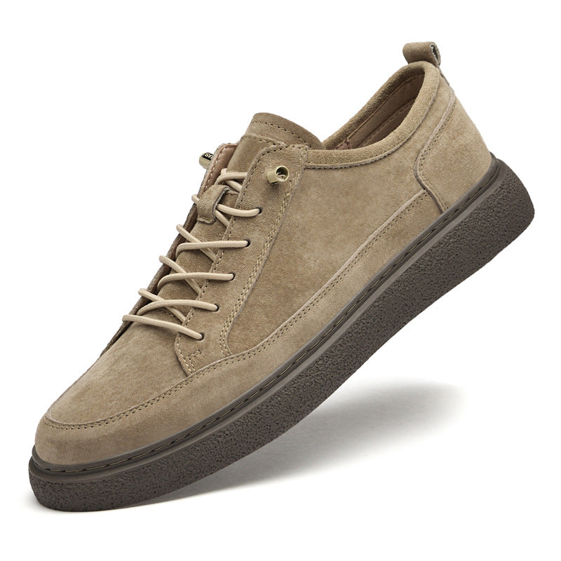 Men's Slip-On Leather Shoes in Khaki — view 6
