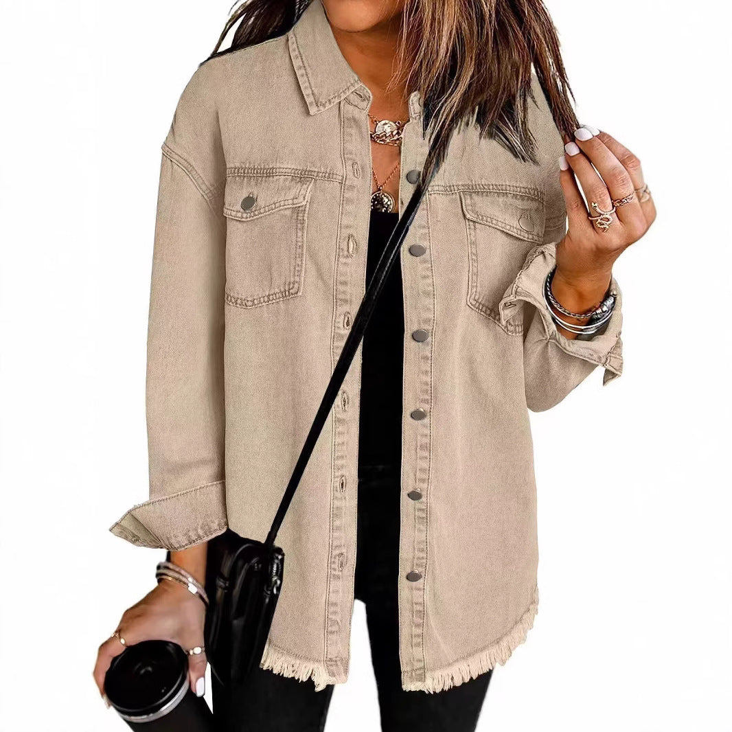 Women's Washed Denim Shirt Jacket