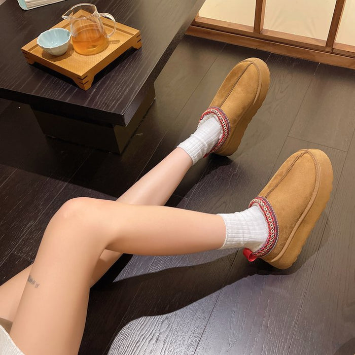 Women's Faux Fur Lined Slipper Boots in Camel