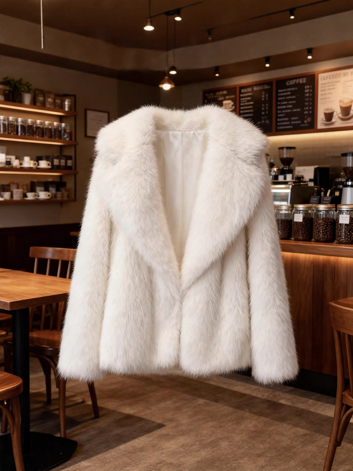 Women's Wide Lapel Faux Fur Coat — view 2
