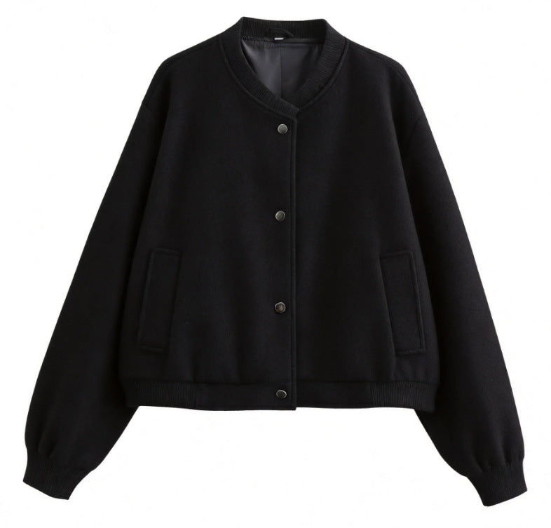 Women's Brushed Jersey Bomber Jacket in Black