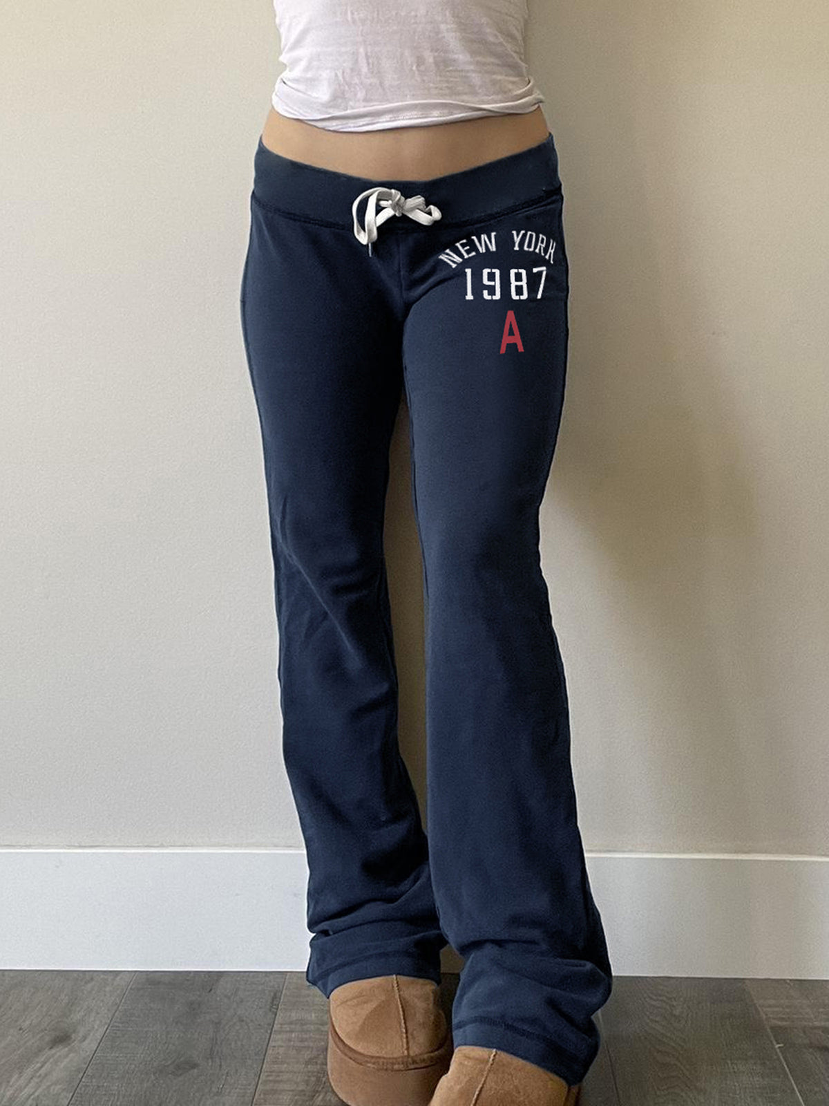 Women's Low Rise Flare Joggers in Dark Blue