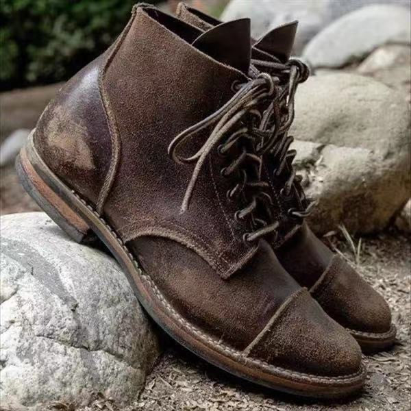Men's Cap Toe Lace-Up Boots in Khaki — view 6