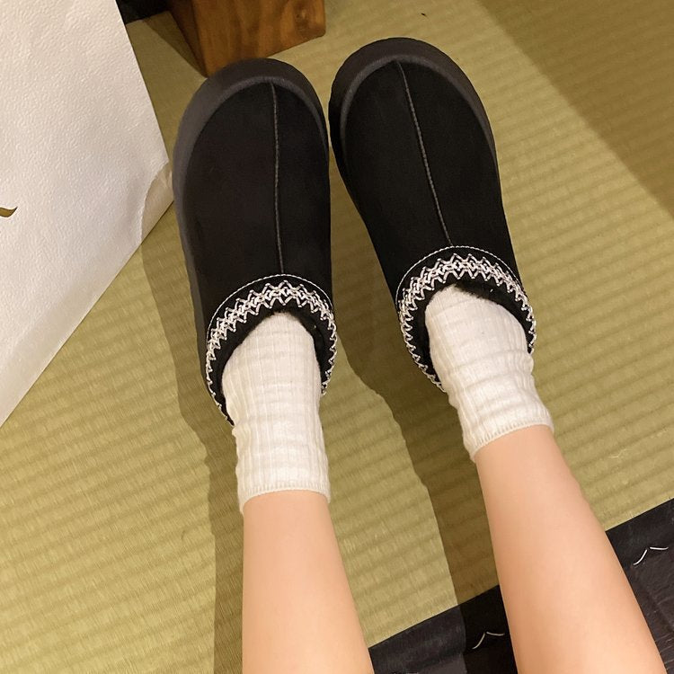 Women's Faux Fur Lined Slipper Boots in Black