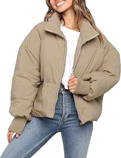 Women's Cropped Puffer Jacket | Short Quilted Zip Front Coat