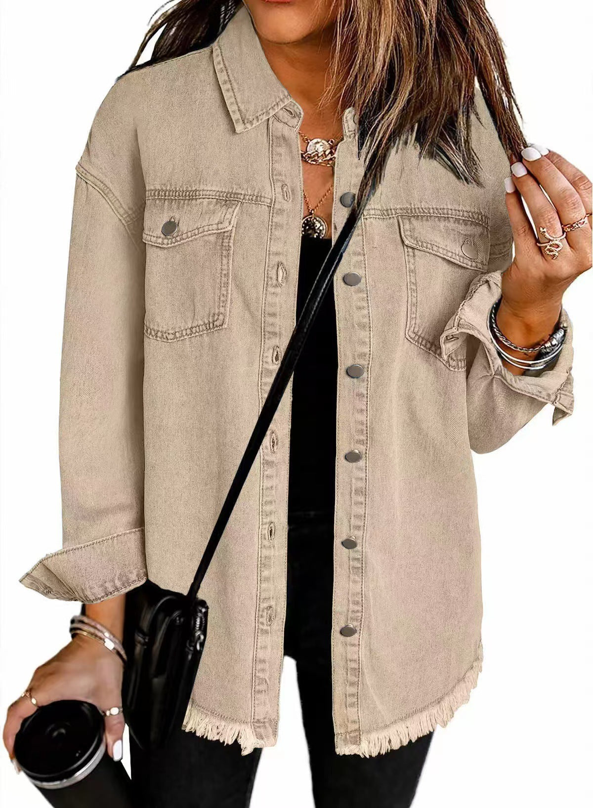 Women's Washed Denim Shirt Jacket | Longline Loose Fit Overshirt