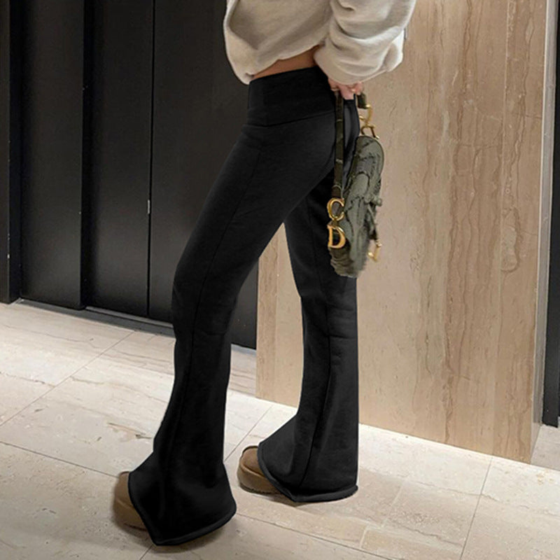 Women's Flared Yoga Trousers in Black