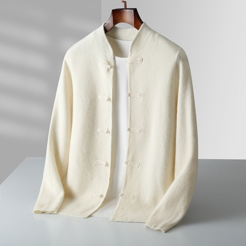 Men's Collarless Button Cardigan