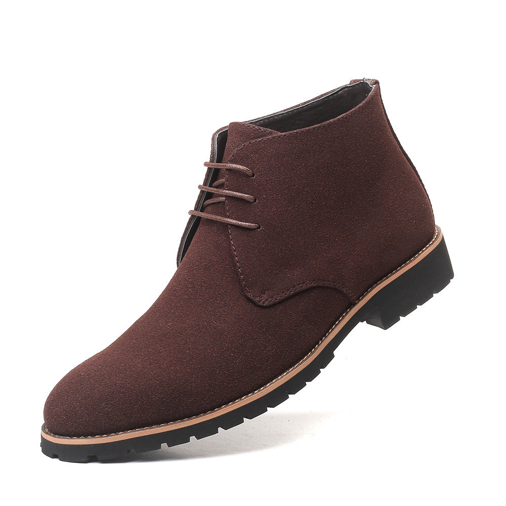 Men's Nubuck Lace-Up Ankle Boots in Brown