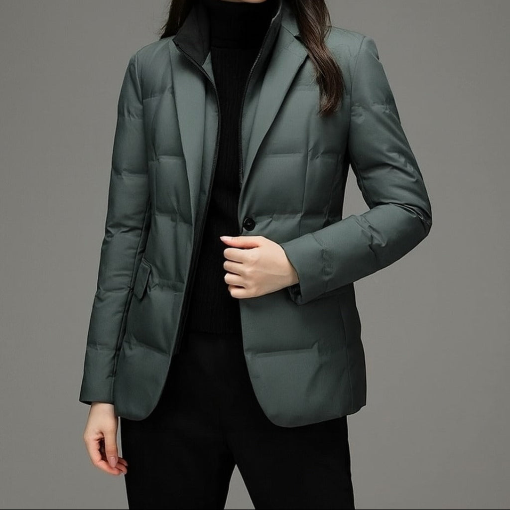 Women's Puffer Blazer in Green