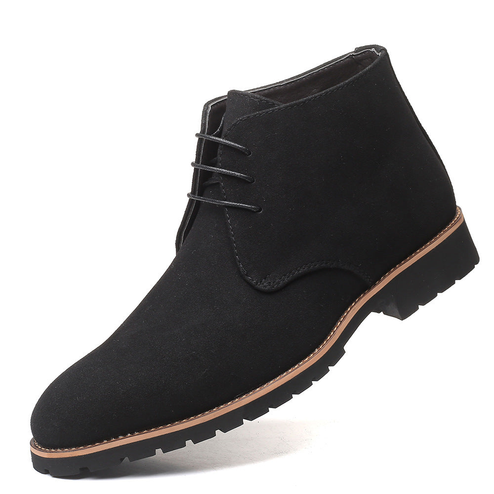 Men's Nubuck Lace-Up Ankle Boots in Black