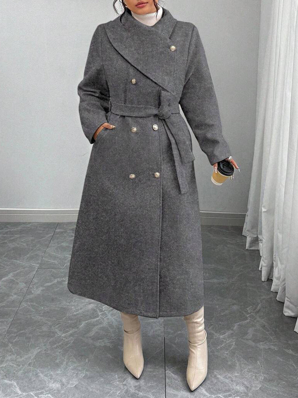 Women's Belted Wool Blend Coat — view 4