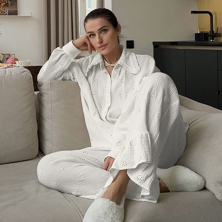 Women's Embroidered Cotton Pyjama Set