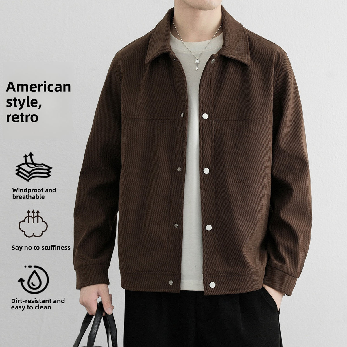 Men's Retro Workwear Jacket in Brown
