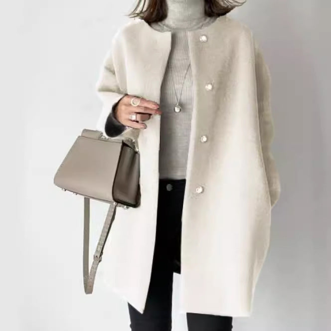 Women's Collarless Cocoon Coat — view 3