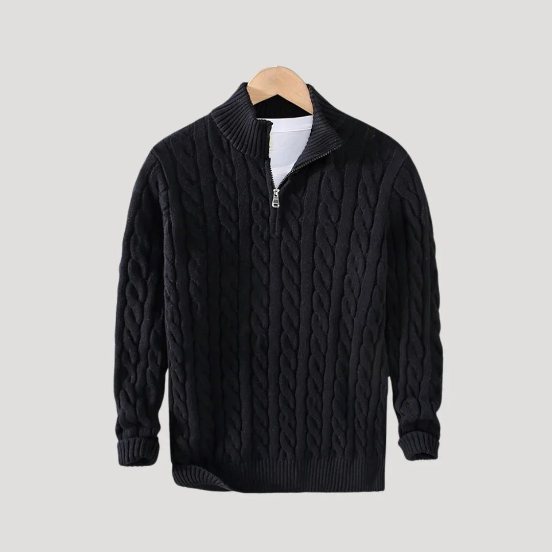 Men's cable-knit zip-through long cardigan — Orvani London