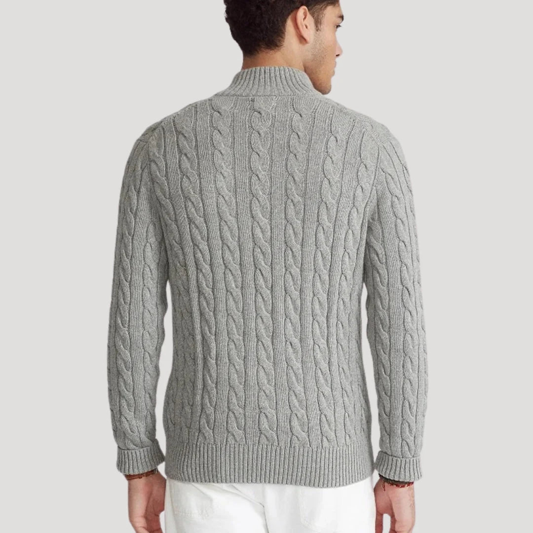 Men's cable-knit zip-through long cardigan — Orvani London