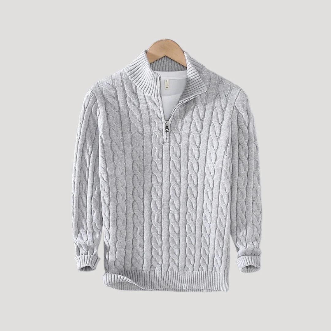 Men's cable-knit zip-through long cardigan — Orvani London