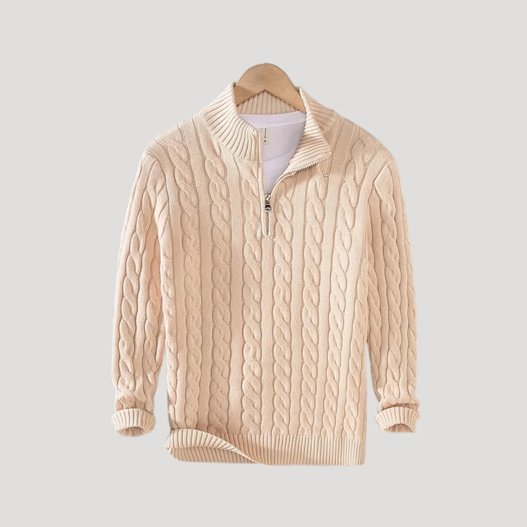 Men's cable-knit zip-through long cardigan — Orvani London