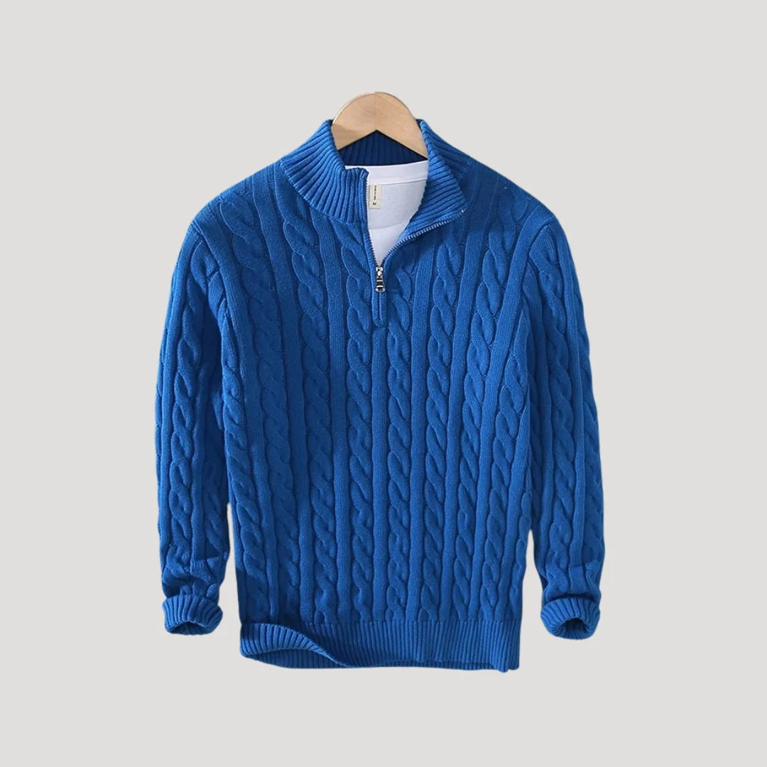 Men's cable-knit zip-through long cardigan — Orvani London