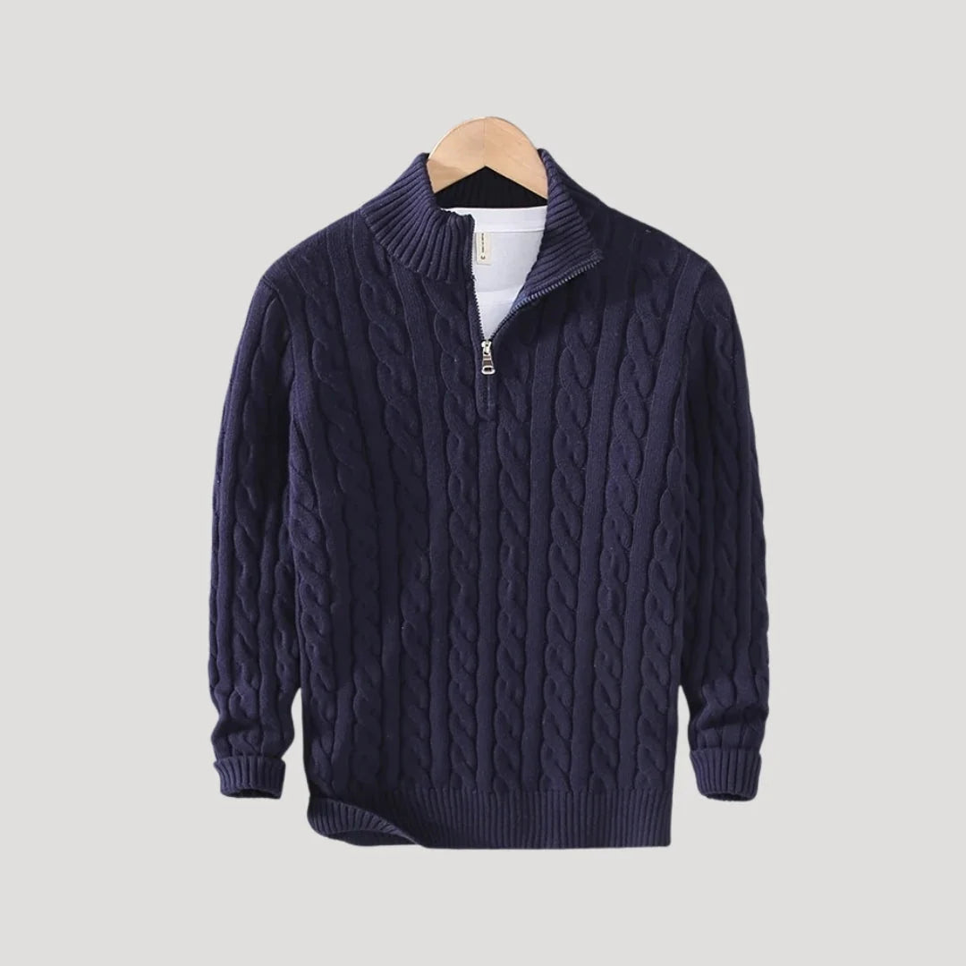 Men's cable-knit zip-through long cardigan — Orvani London
